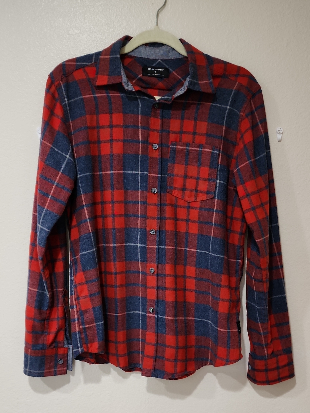 Ocean Current Flannel Button Up Shirt Plaid Gorpcore Men's size Small